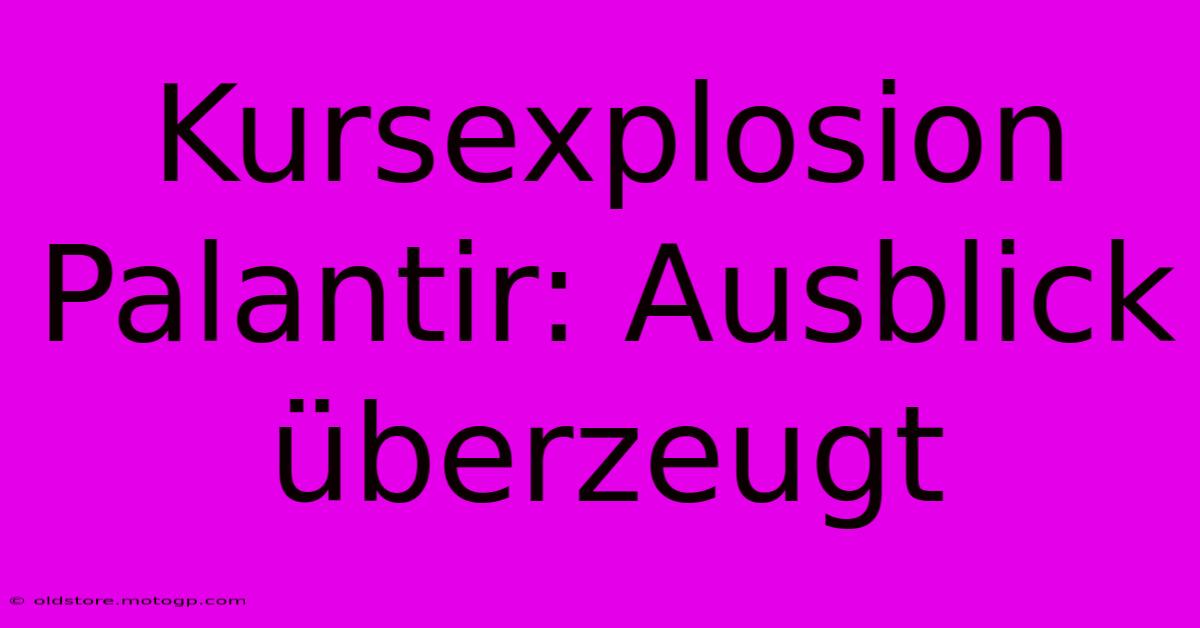 Kursexplosion Palantir: Ausblick Überzeugt