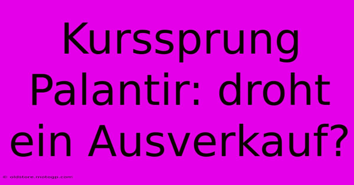 Kurssprung Palantir: Droht Ein Ausverkauf?