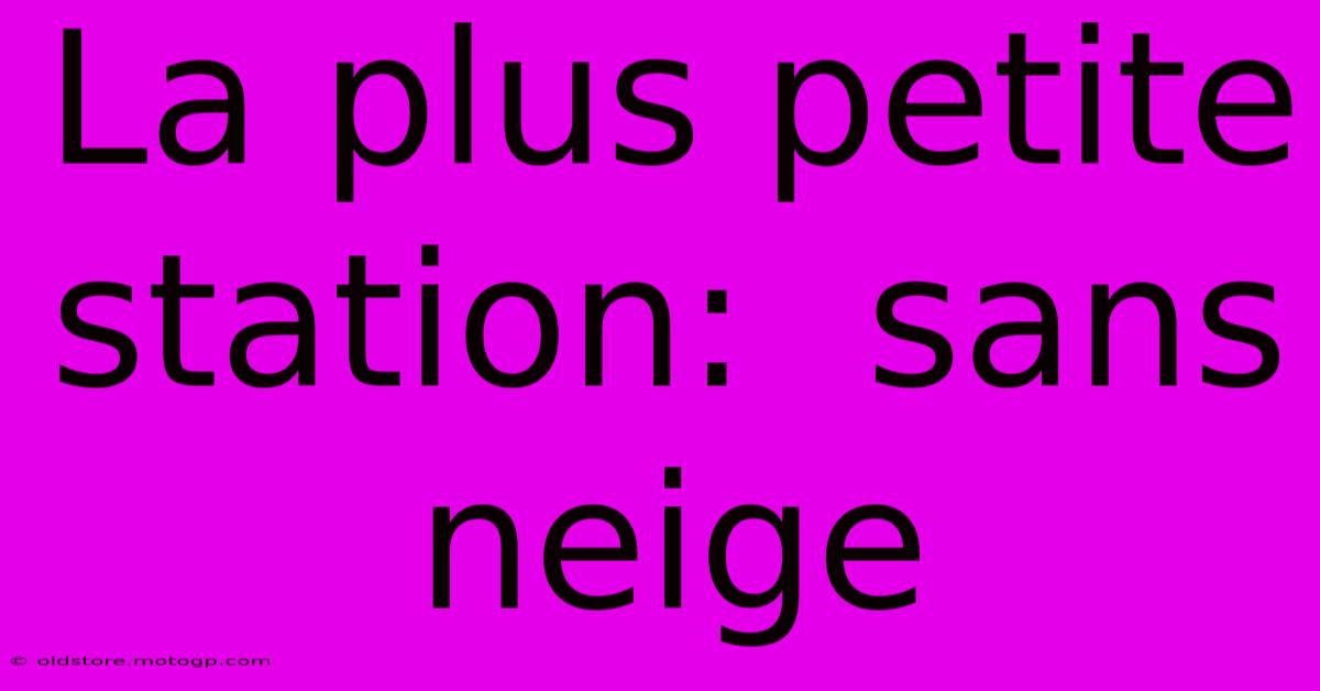 La Plus Petite Station:  Sans Neige