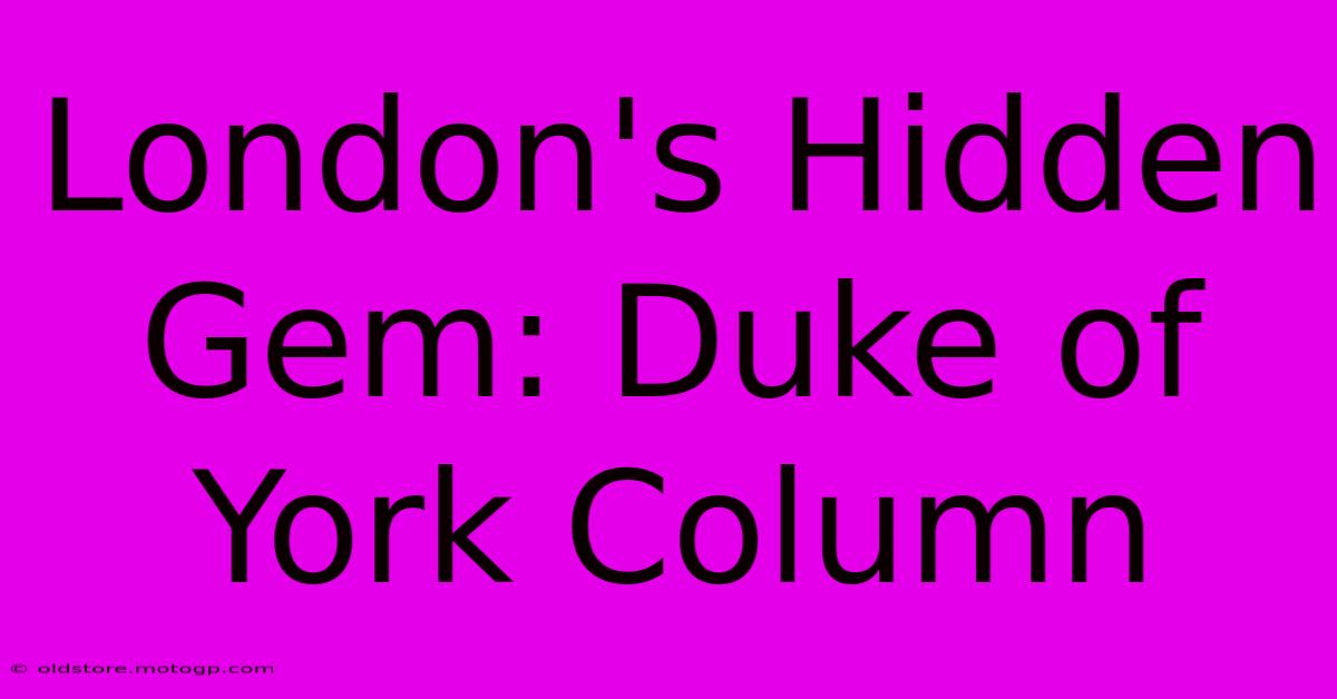 London's Hidden Gem: Duke Of York Column