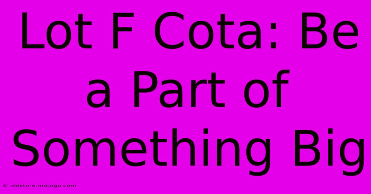 Lot F Cota: Be A Part Of Something Big