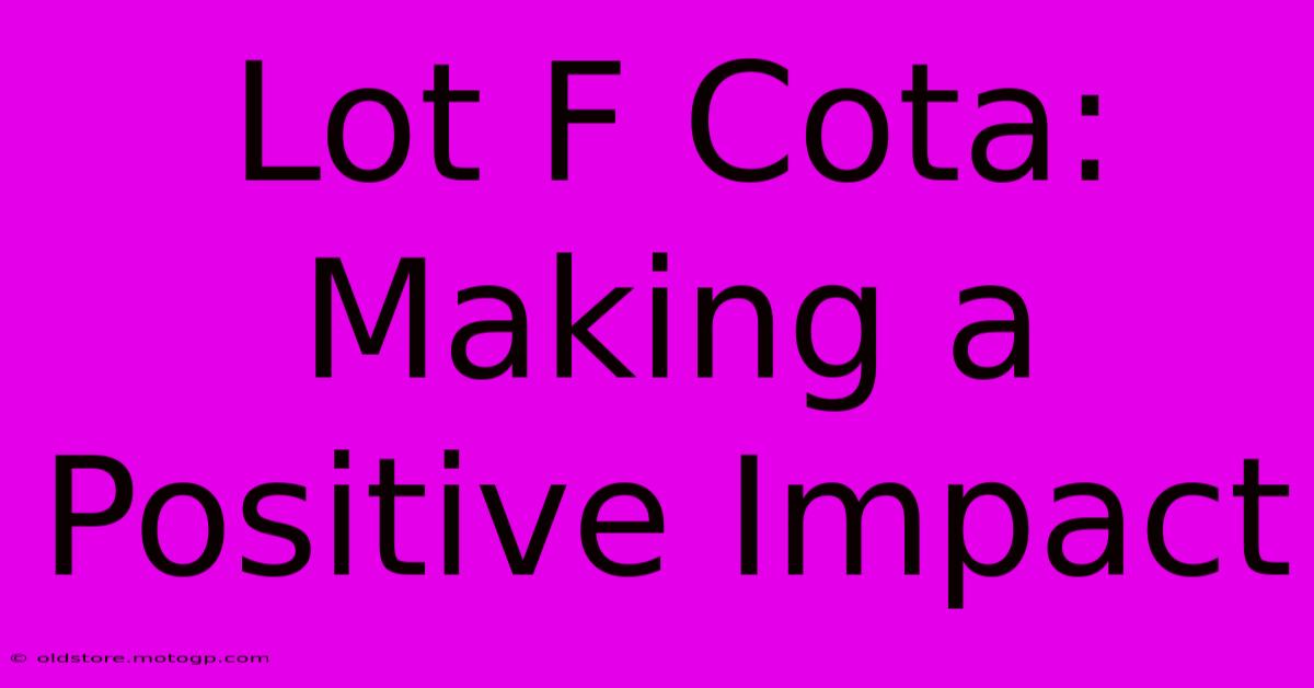 Lot F Cota: Making A Positive Impact