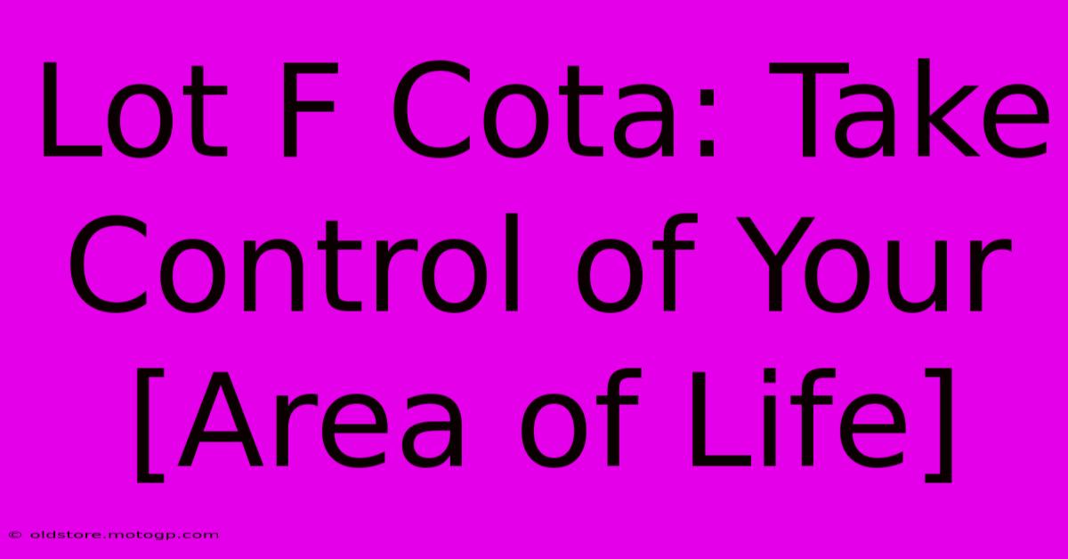 Lot F Cota: Take Control Of Your [Area Of Life]