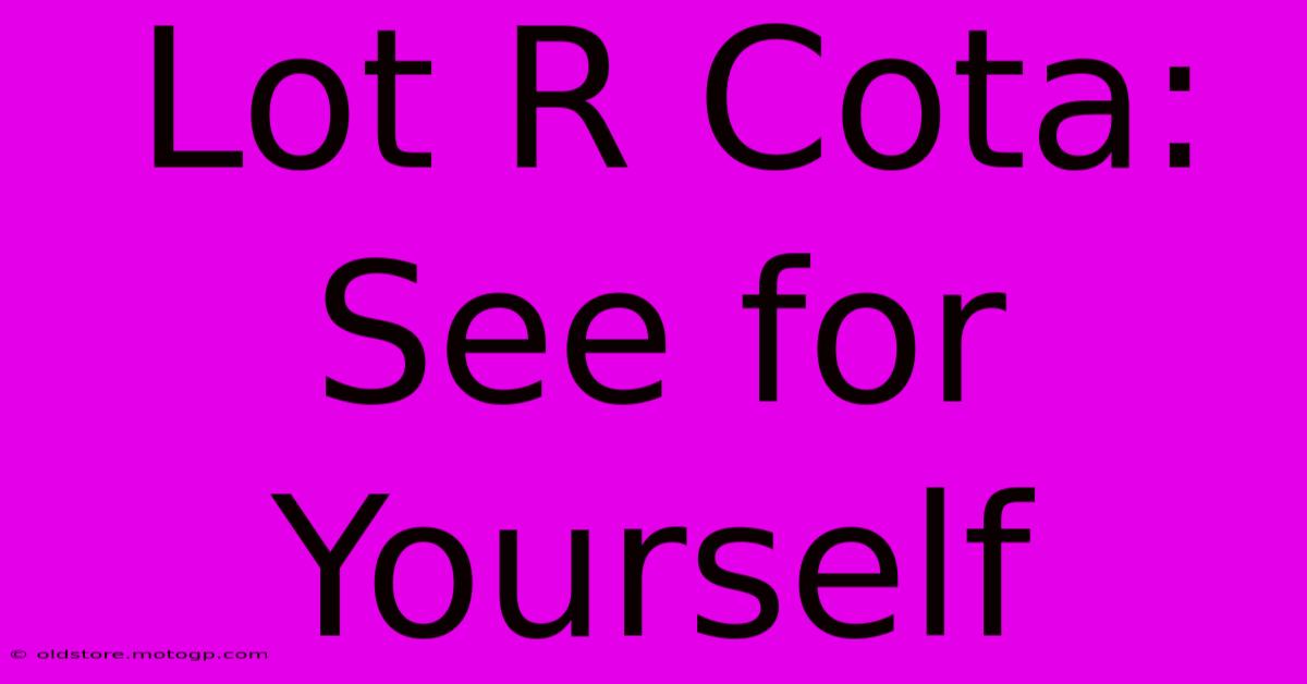 Lot R Cota: See For Yourself