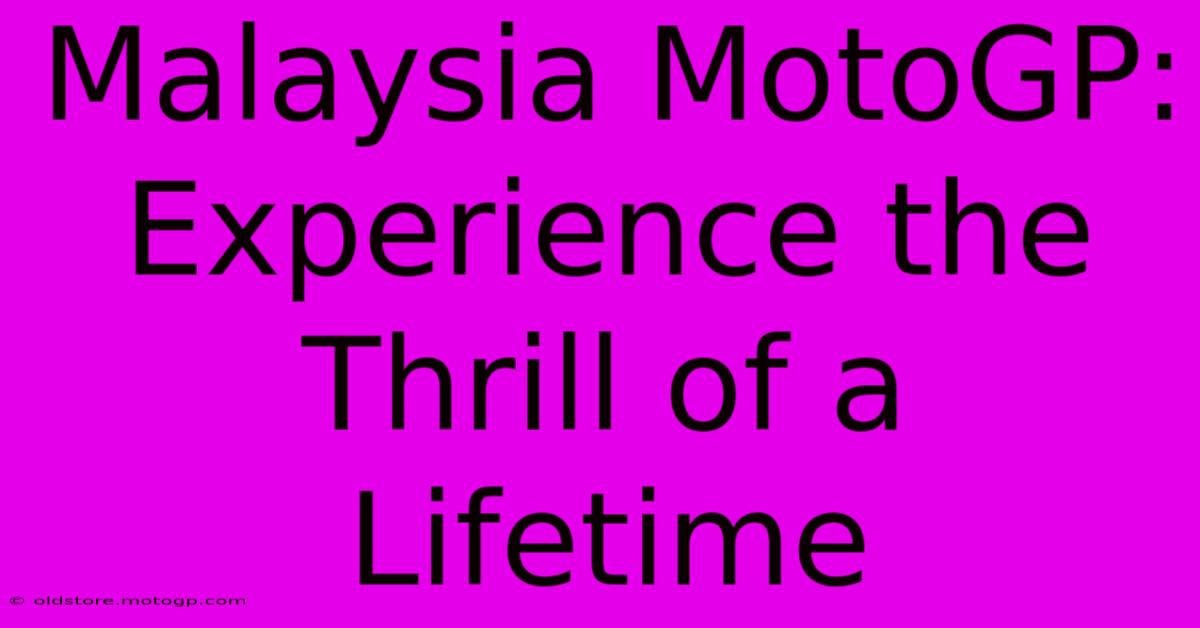 Malaysia MotoGP: Experience The Thrill Of A Lifetime