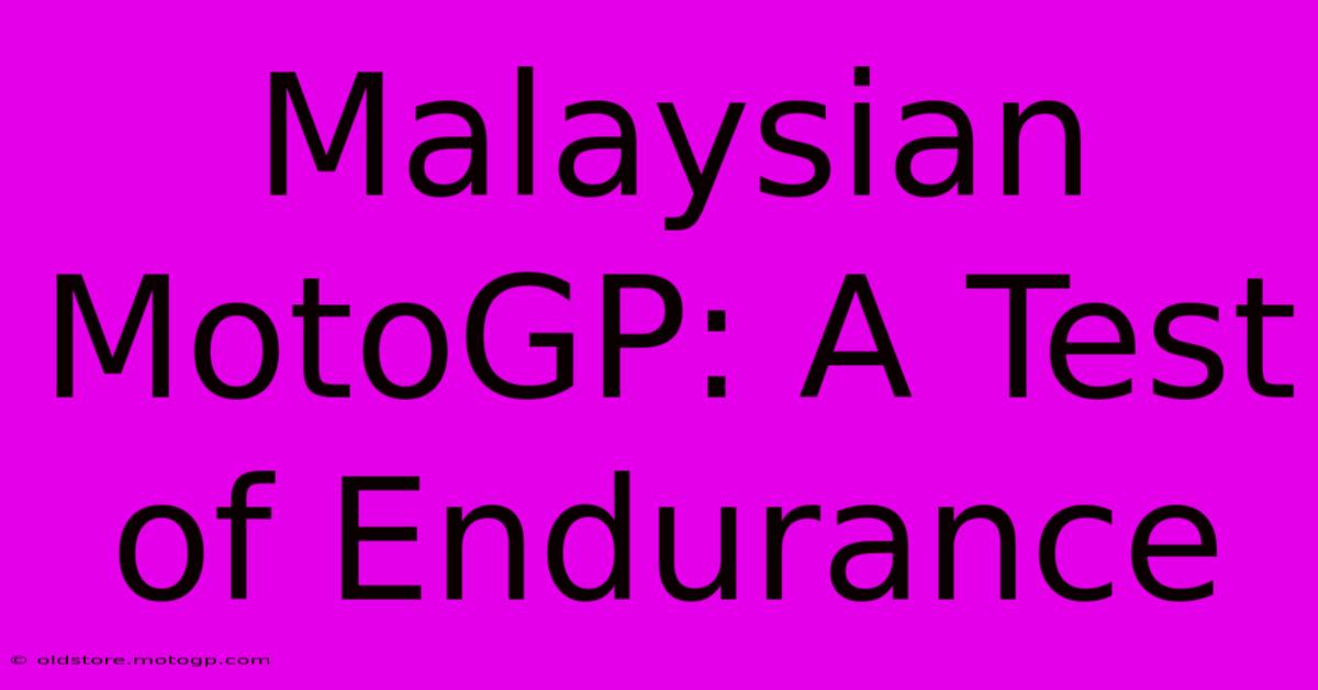 Malaysian MotoGP: A Test Of Endurance