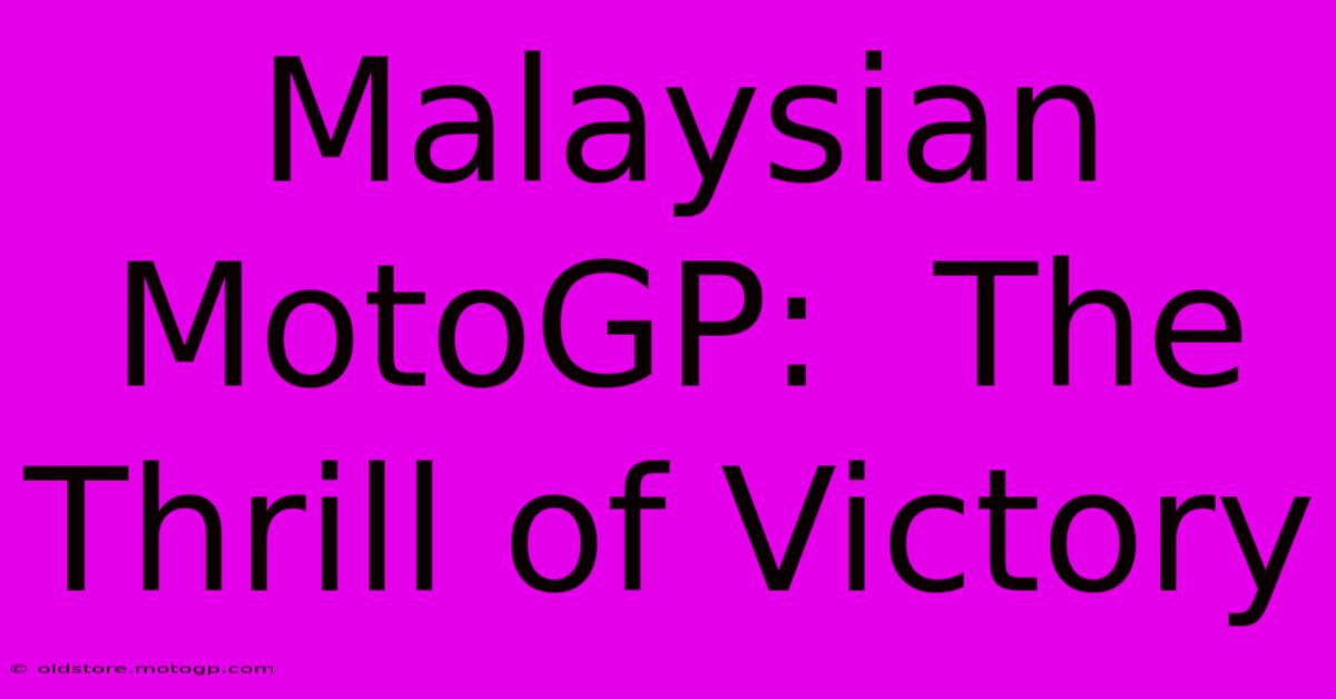 Malaysian MotoGP:  The Thrill Of Victory