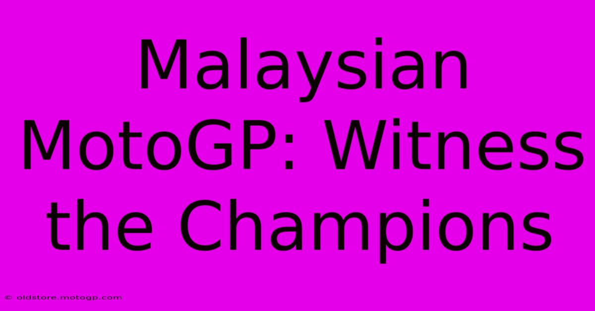 Malaysian MotoGP: Witness The Champions