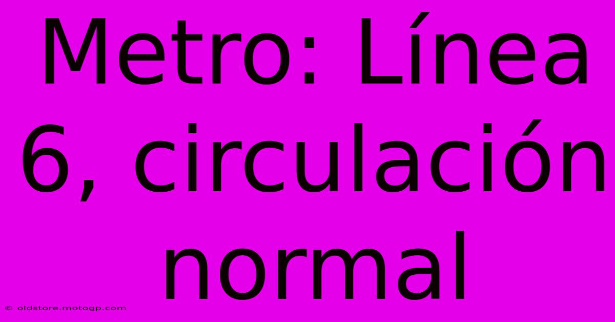 Metro: Línea 6, Circulación Normal