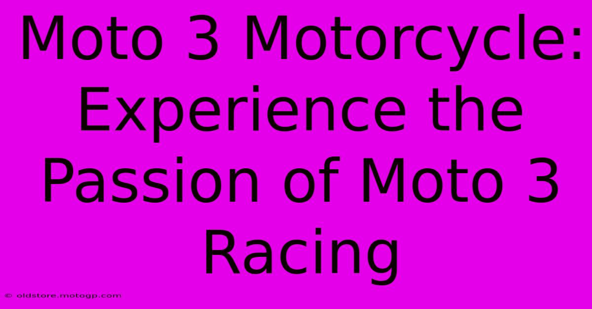 Moto 3 Motorcycle:  Experience The Passion Of Moto 3 Racing