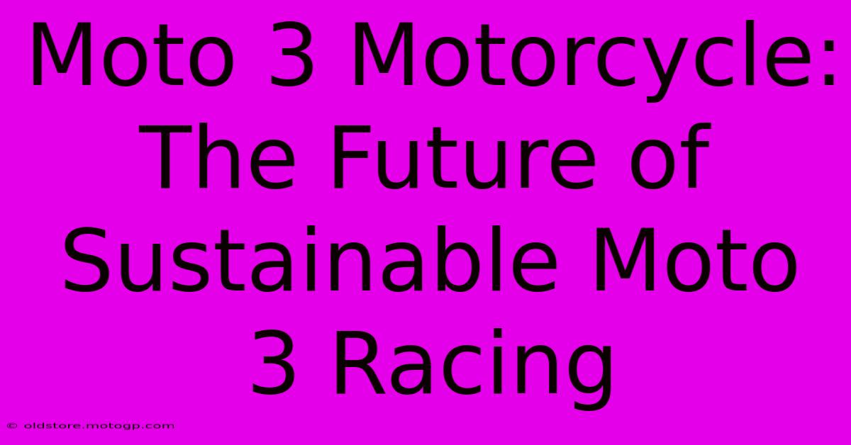 Moto 3 Motorcycle:  The Future Of Sustainable Moto 3 Racing