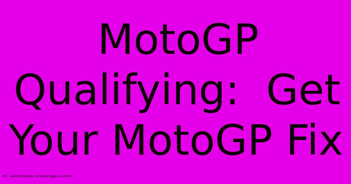 MotoGP Qualifying:  Get Your MotoGP Fix