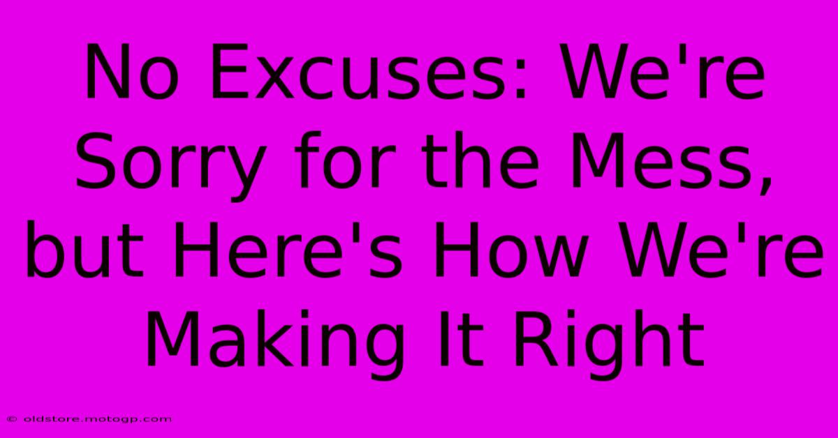 No Excuses: We're Sorry For The Mess, But Here's How We're Making It Right