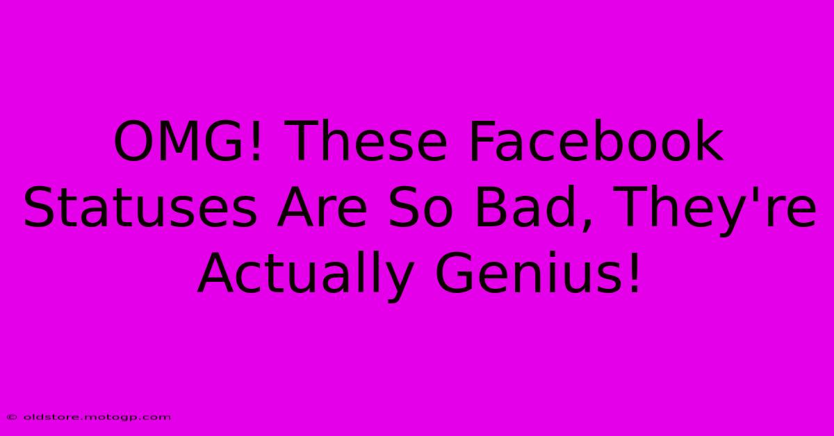 OMG! These Facebook Statuses Are So Bad, They're Actually Genius!