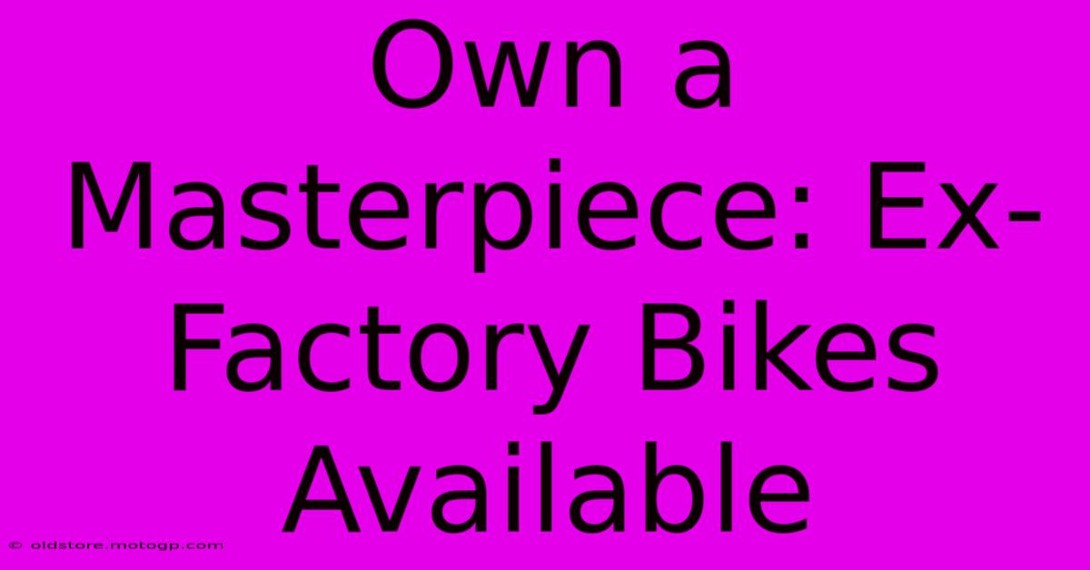 Own A Masterpiece: Ex-Factory Bikes Available