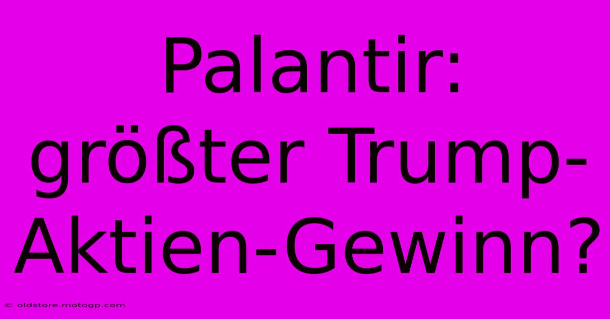 Palantir: Größter Trump-Aktien-Gewinn?