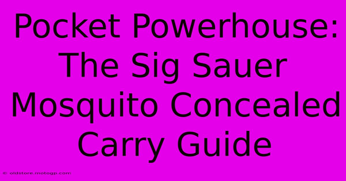 Pocket Powerhouse: The Sig Sauer Mosquito Concealed Carry Guide