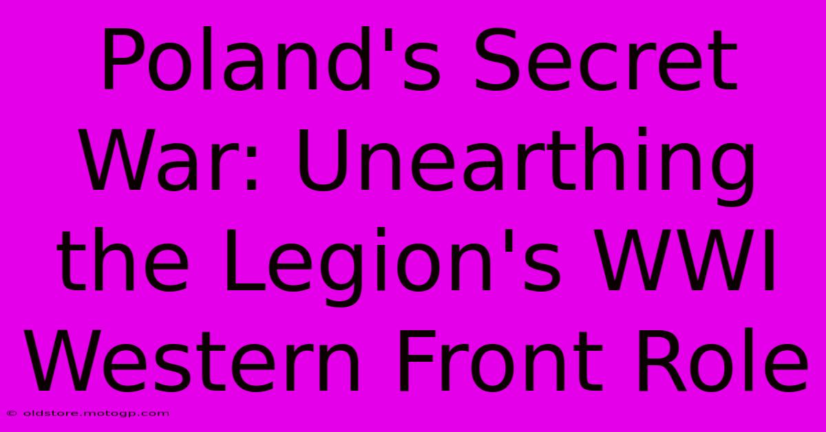 Poland's Secret War: Unearthing The Legion's WWI Western Front Role