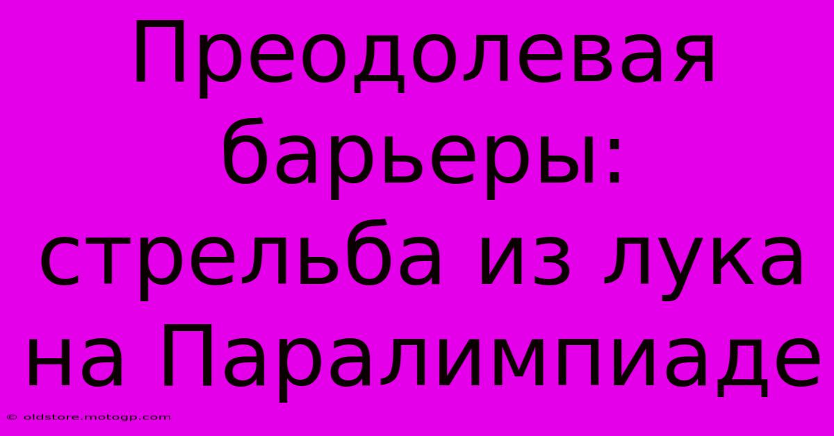 Преодолевая Барьеры: Стрельба Из Лука На Паралимпиаде