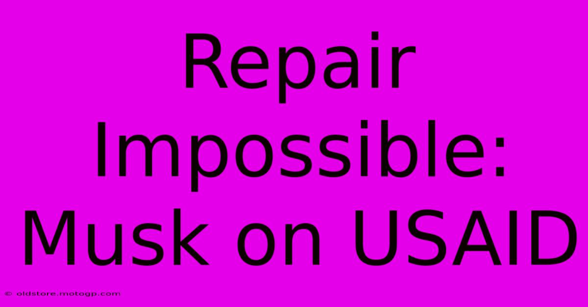 Repair Impossible: Musk On USAID