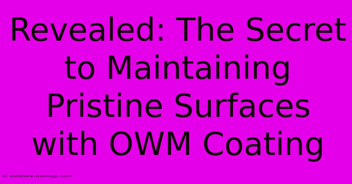 Revealed: The Secret To Maintaining Pristine Surfaces With OWM Coating