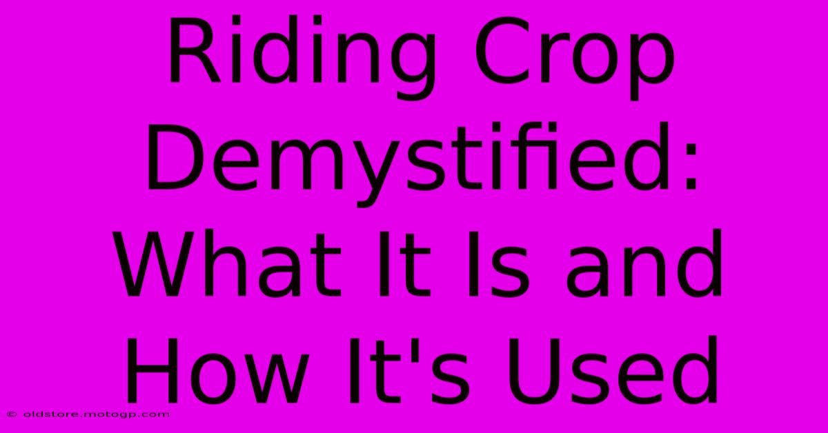 Riding Crop Demystified: What It Is And How It's Used