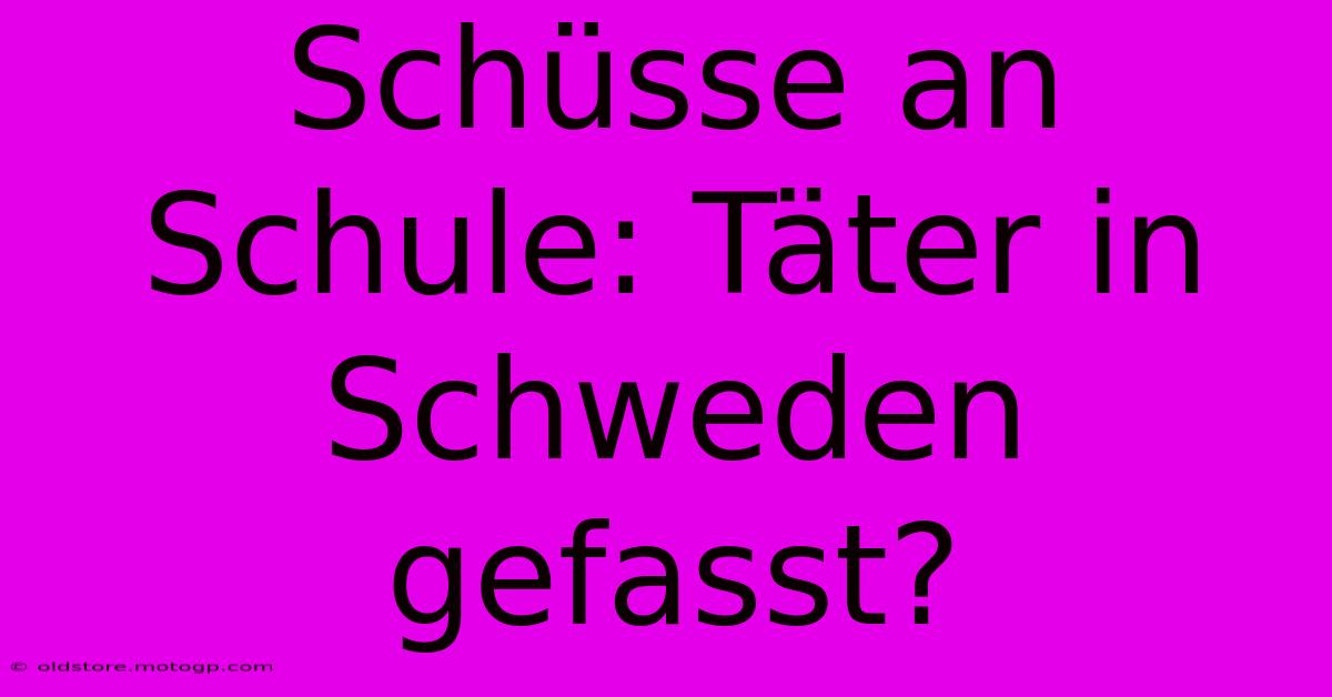 Schüsse An Schule: Täter In Schweden Gefasst?