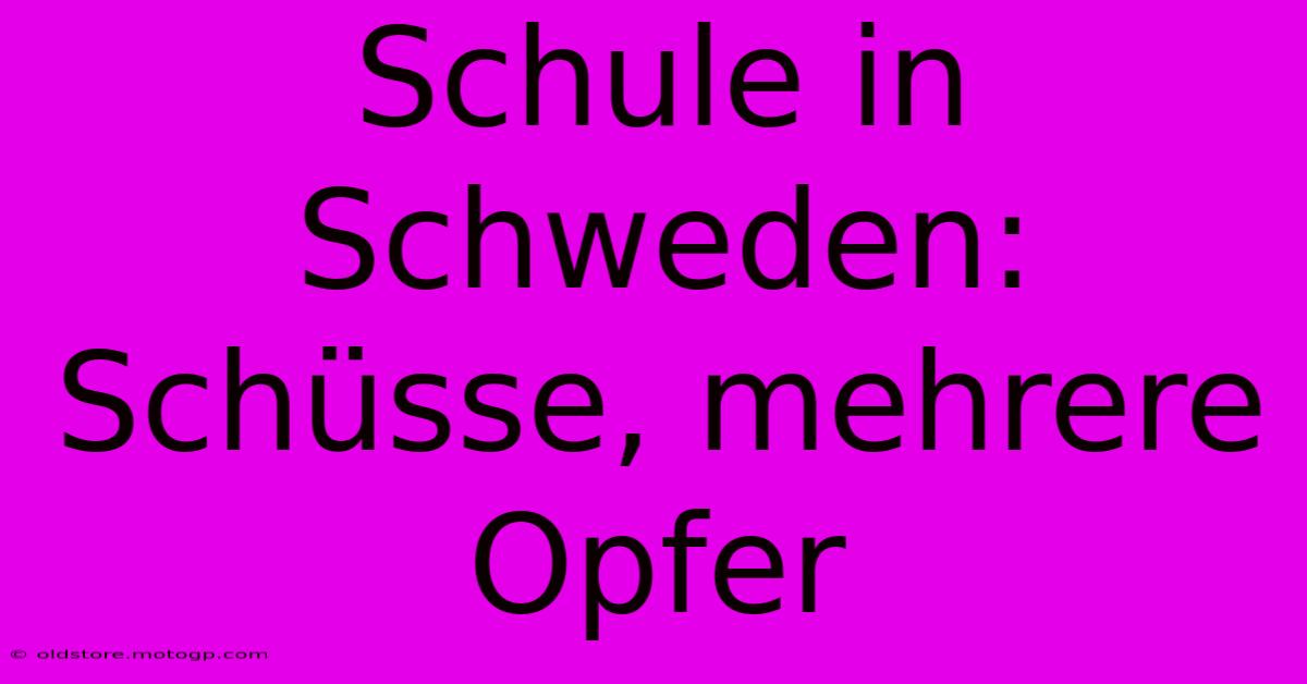 Schule In Schweden: Schüsse, Mehrere Opfer