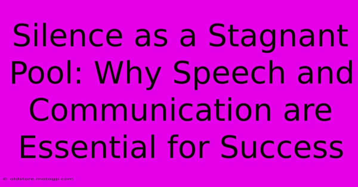 Silence As A Stagnant Pool: Why Speech And Communication Are Essential For Success