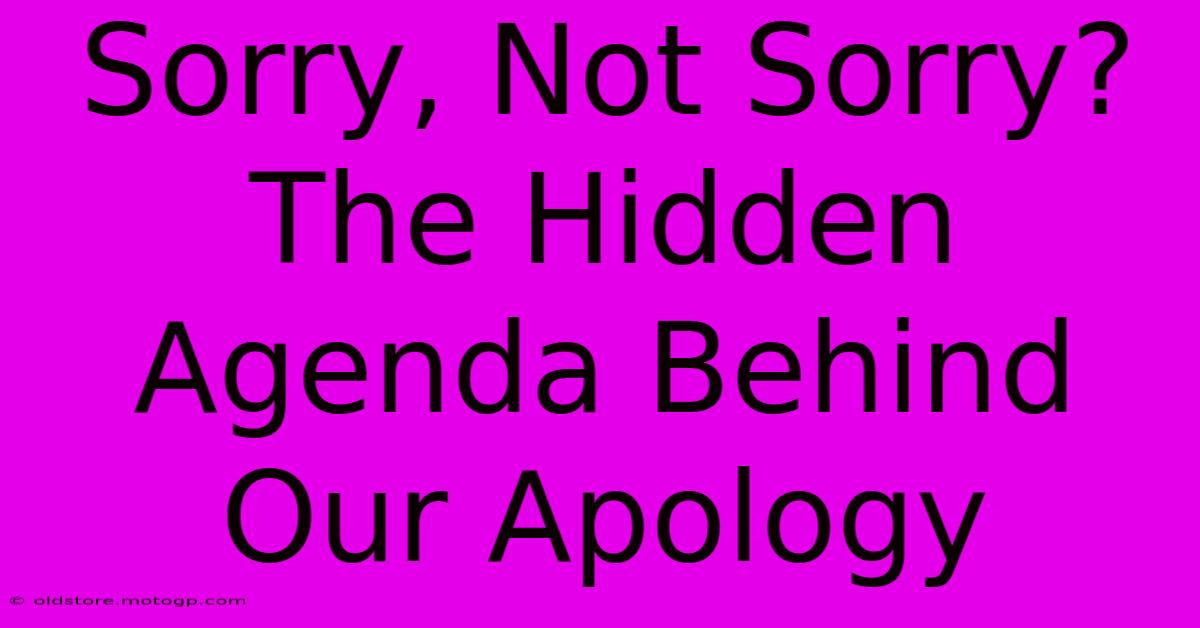 Sorry, Not Sorry? The Hidden Agenda Behind Our Apology