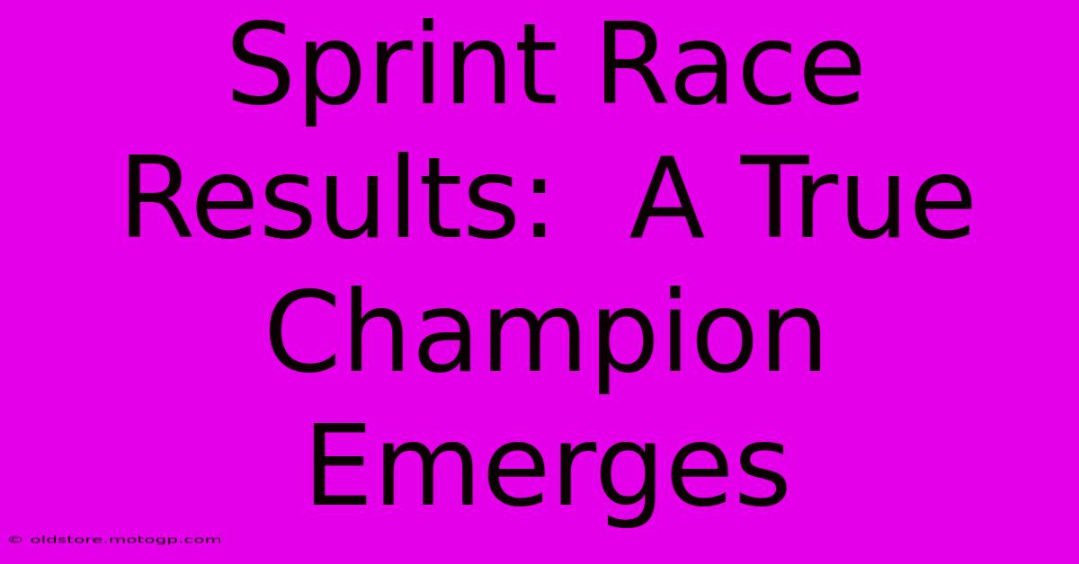 Sprint Race Results:  A True Champion Emerges