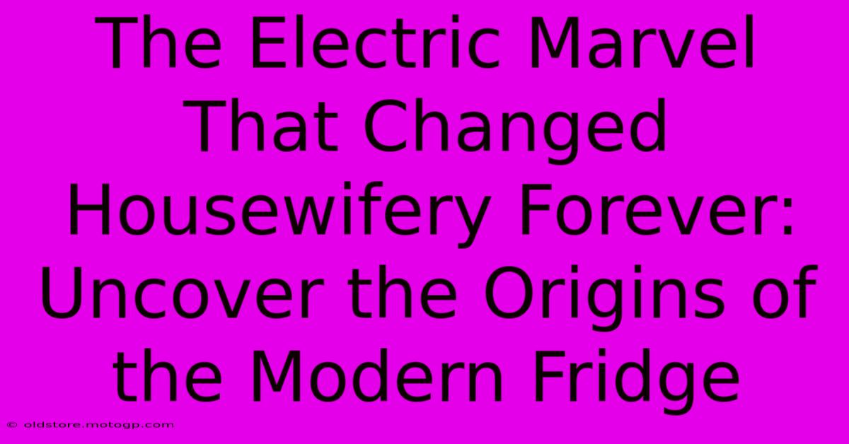 The Electric Marvel That Changed Housewifery Forever: Uncover The Origins Of The Modern Fridge