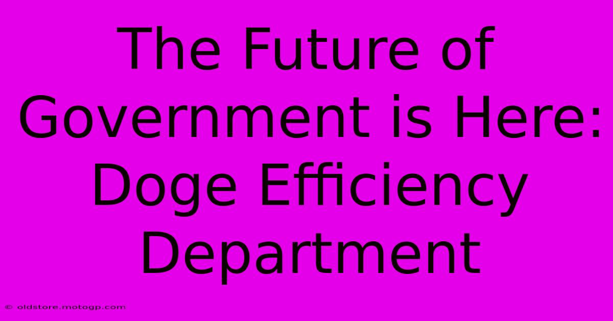 The Future Of Government Is Here: Doge Efficiency Department