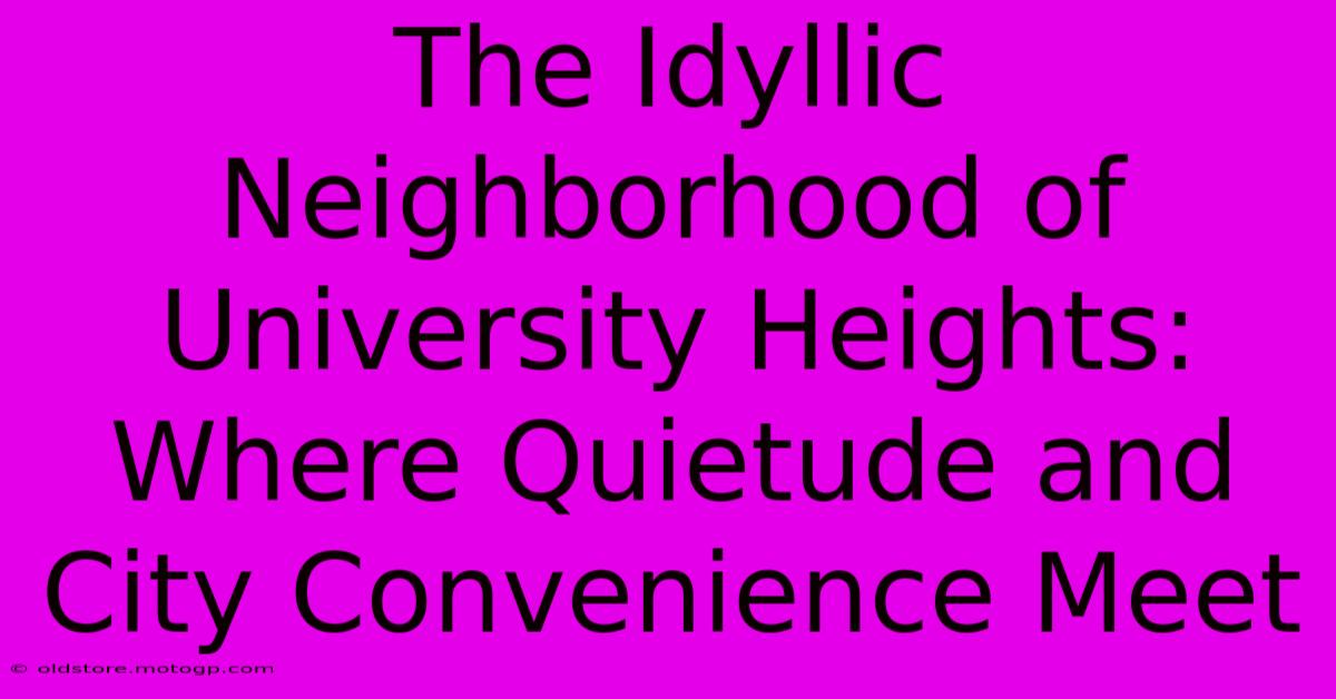 The Idyllic Neighborhood Of University Heights: Where Quietude And City Convenience Meet