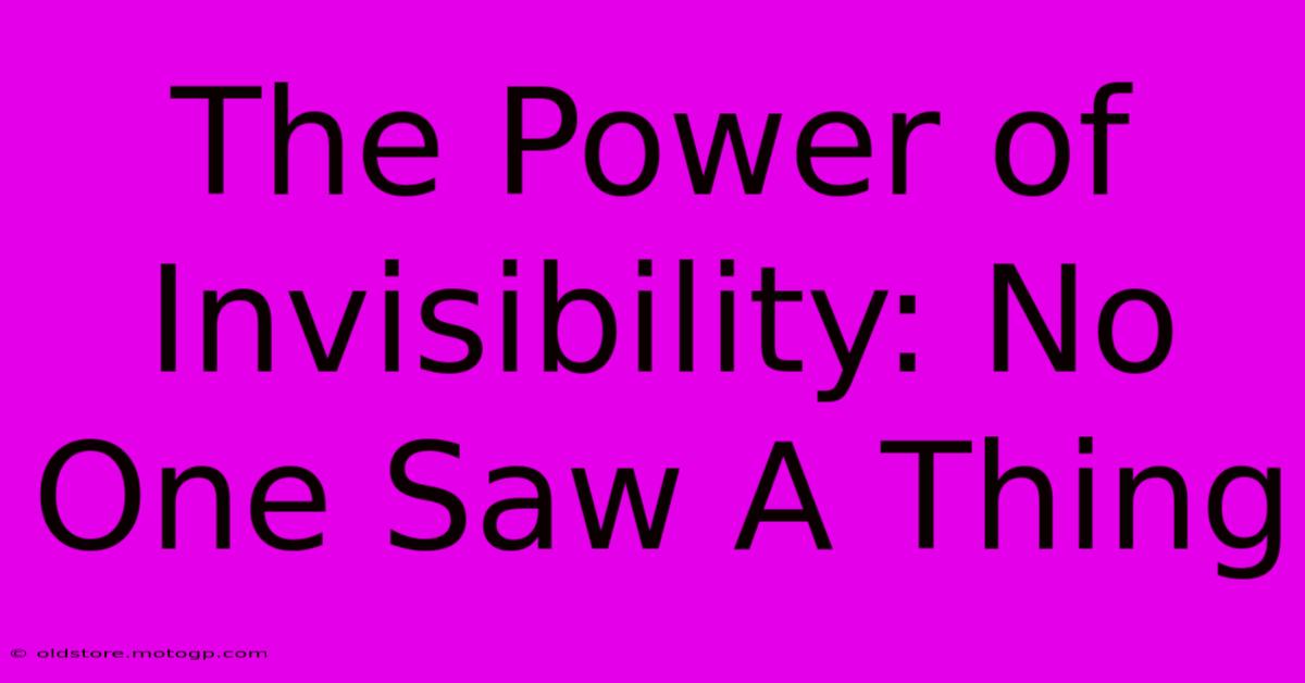 The Power Of Invisibility: No One Saw A Thing