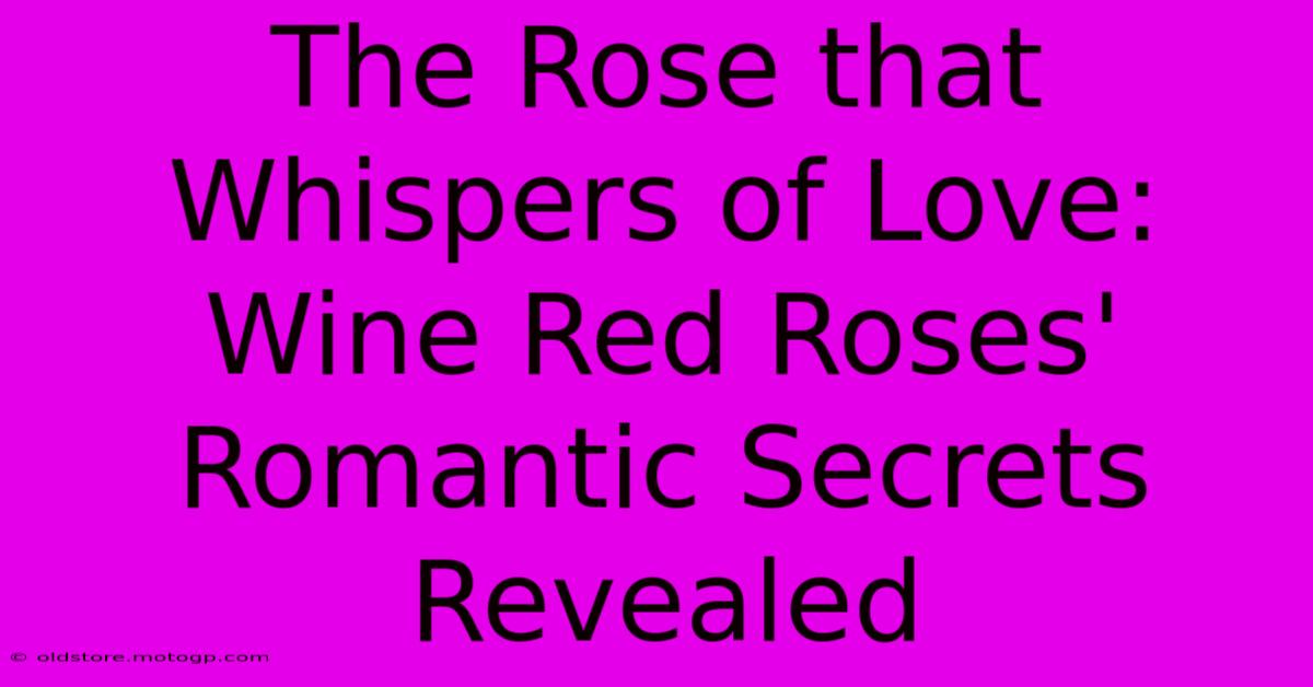 The Rose That Whispers Of Love: Wine Red Roses' Romantic Secrets Revealed