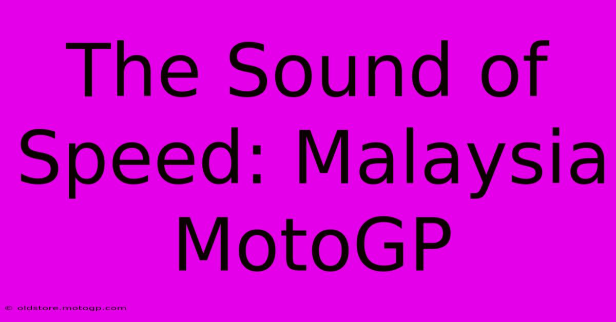 The Sound Of Speed: Malaysia MotoGP