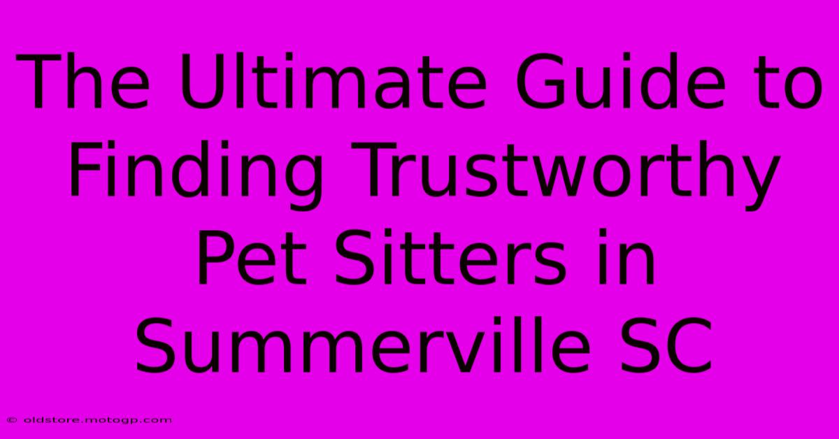 The Ultimate Guide To Finding Trustworthy Pet Sitters In Summerville SC