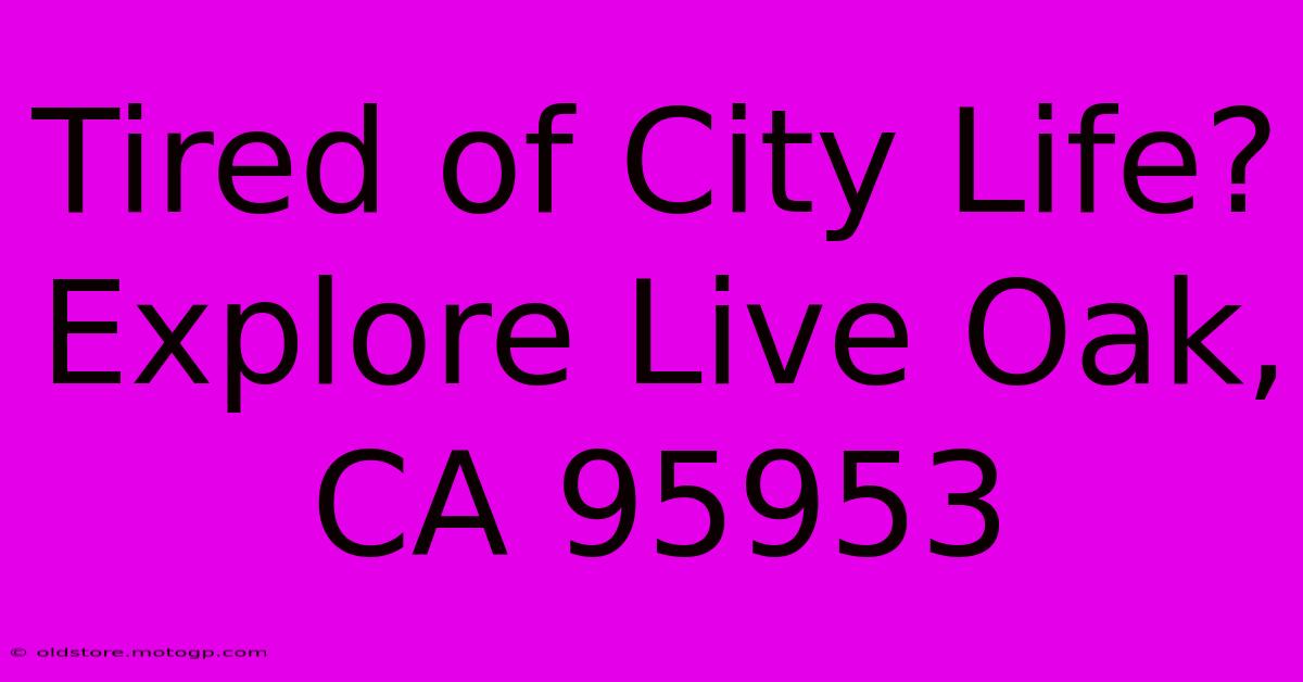 Tired Of City Life? Explore Live Oak, CA 95953