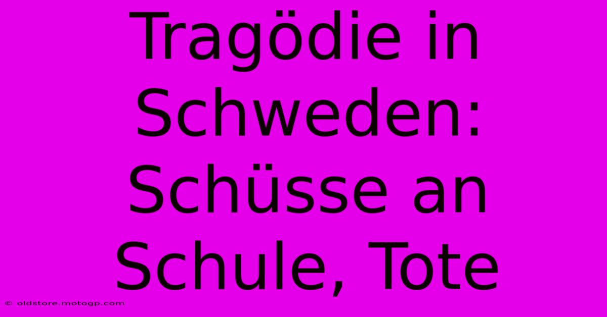 Tragödie In Schweden: Schüsse An Schule, Tote