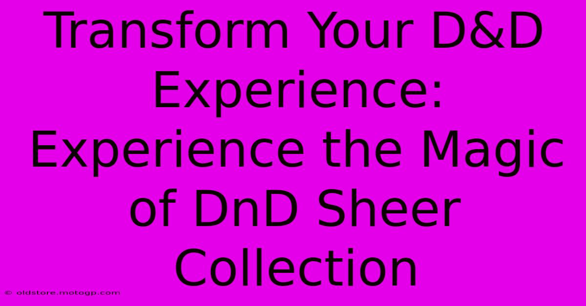 Transform Your D&D Experience: Experience The Magic Of DnD Sheer Collection