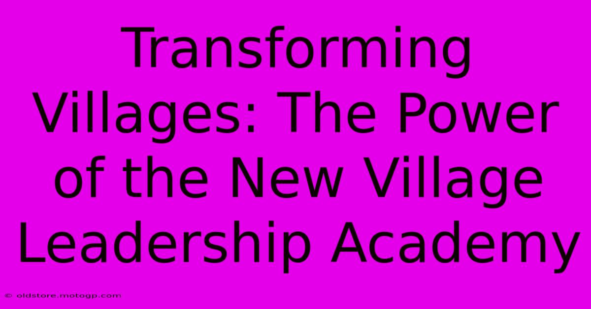 Transforming Villages: The Power Of The New Village Leadership Academy