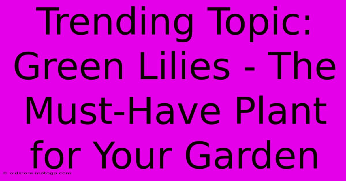 Trending Topic: Green Lilies - The Must-Have Plant For Your Garden