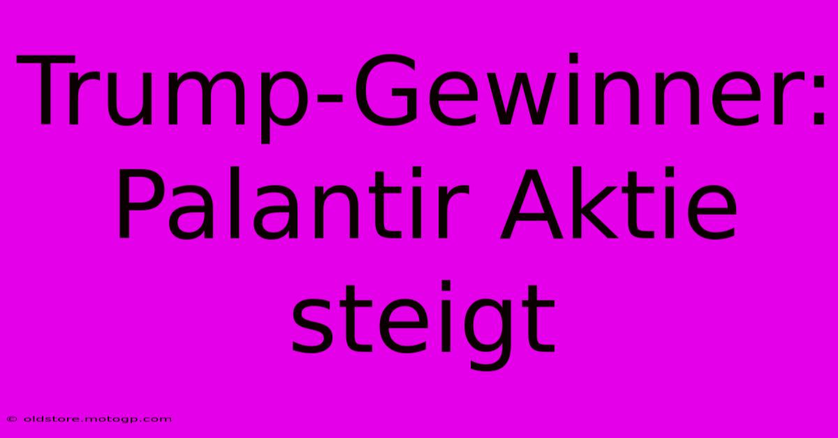 Trump-Gewinner: Palantir Aktie Steigt