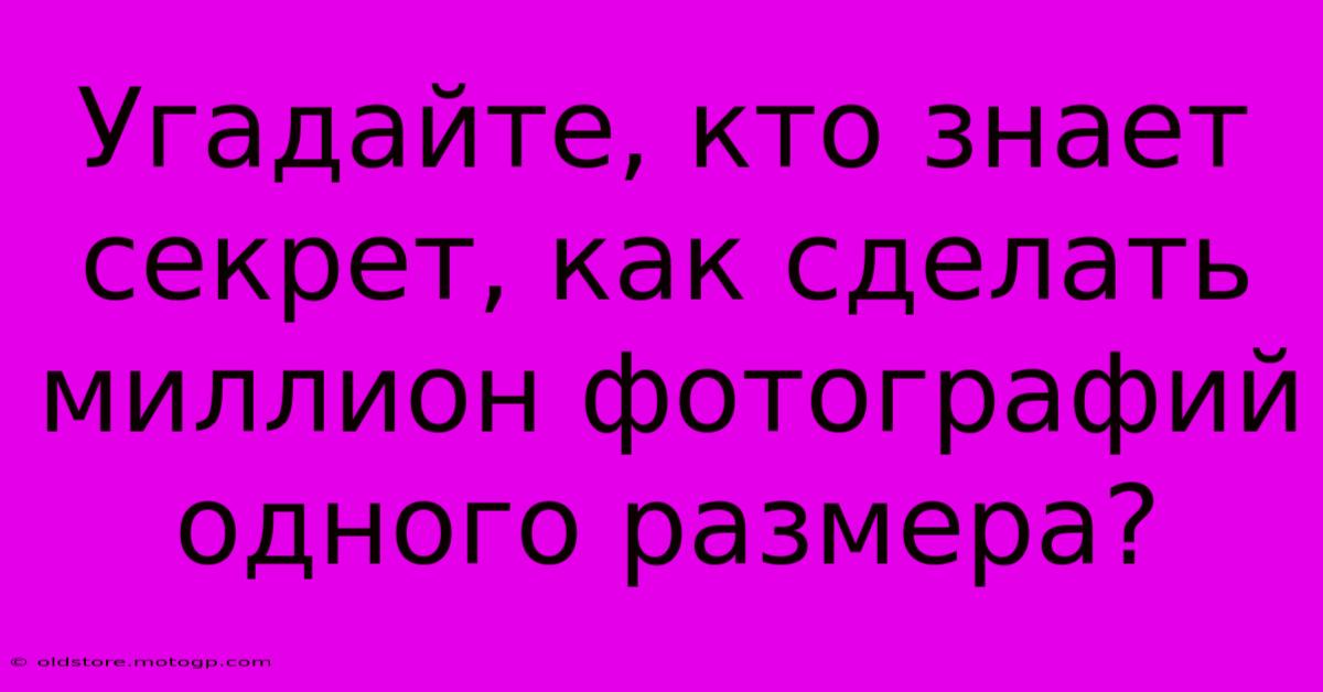 Угадайте, Кто Знает Секрет, Как Сделать Миллион Фотографий Одного Размера?