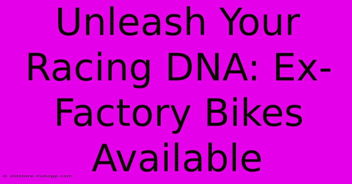 Unleash Your Racing DNA: Ex-Factory Bikes Available