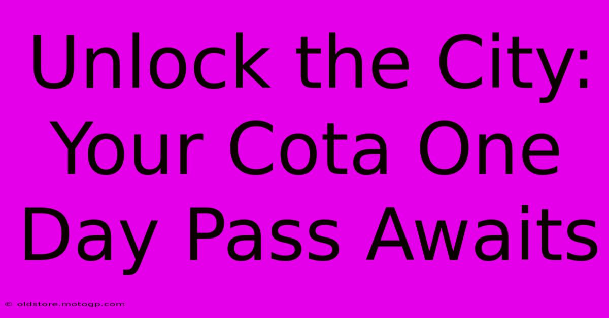 Unlock The City: Your Cota One Day Pass Awaits