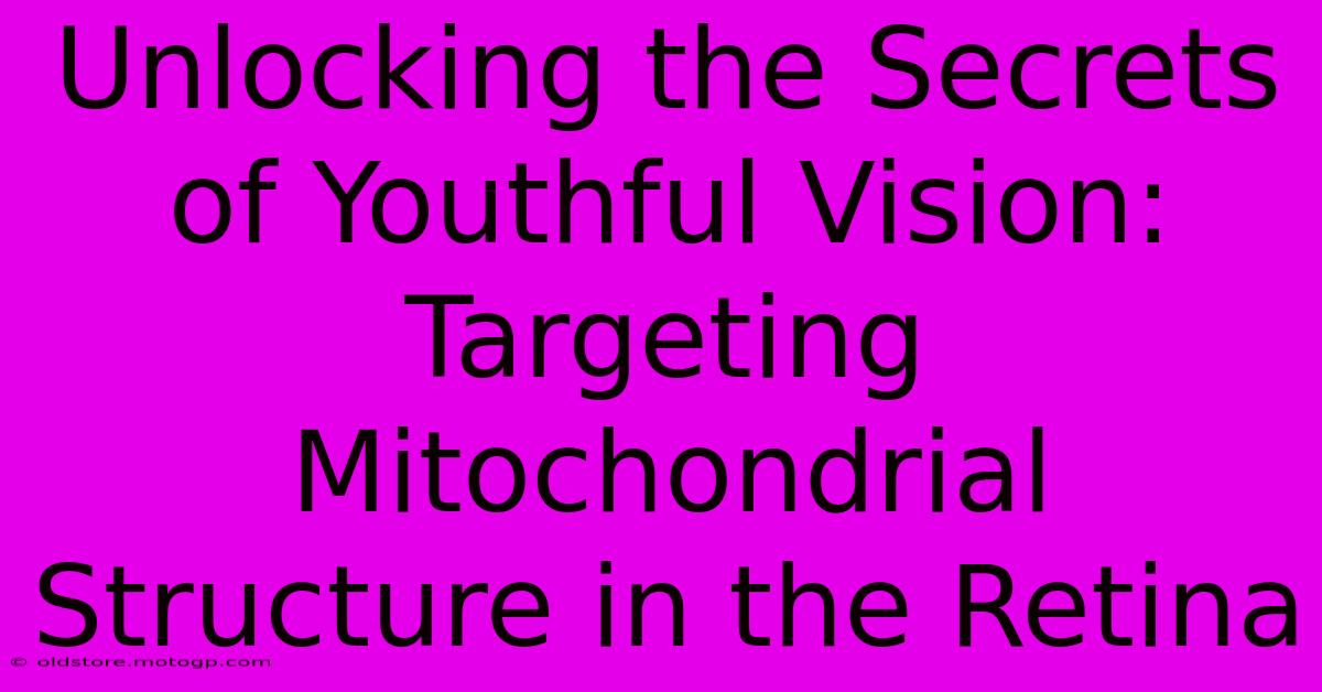 Unlocking The Secrets Of Youthful Vision: Targeting Mitochondrial Structure In The Retina