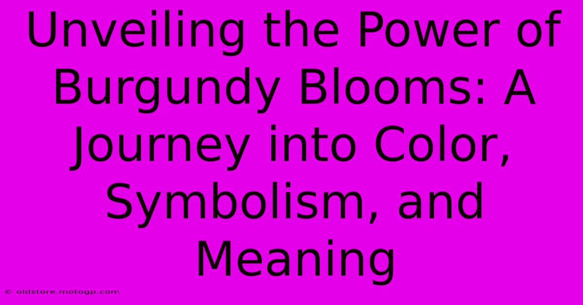 Unveiling The Power Of Burgundy Blooms: A Journey Into Color, Symbolism, And Meaning