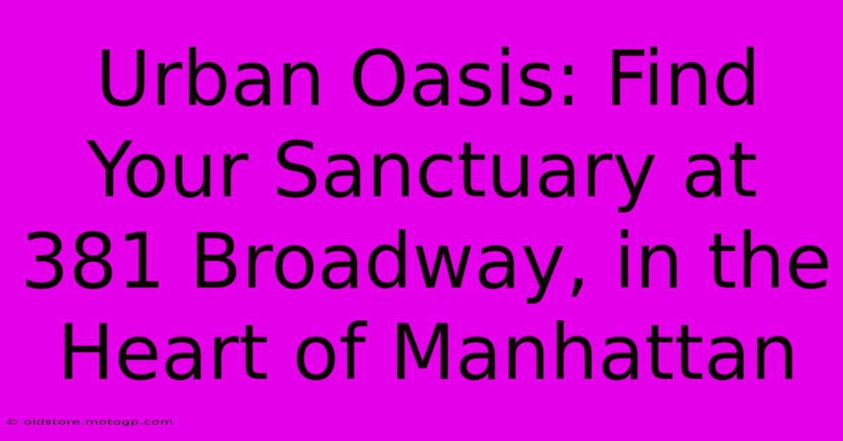 Urban Oasis: Find Your Sanctuary At 381 Broadway, In The Heart Of Manhattan